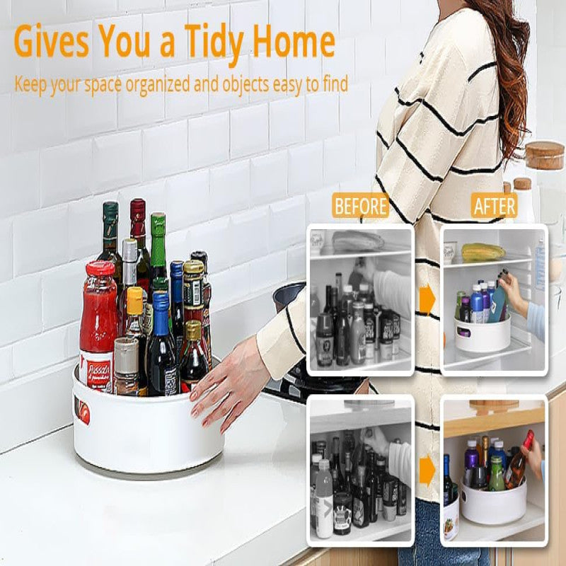 360° Rotating Kitchen Organizer Tray Multi-Purpose Storage Solution for Kitchen Spice, Cosmetic Organizer
